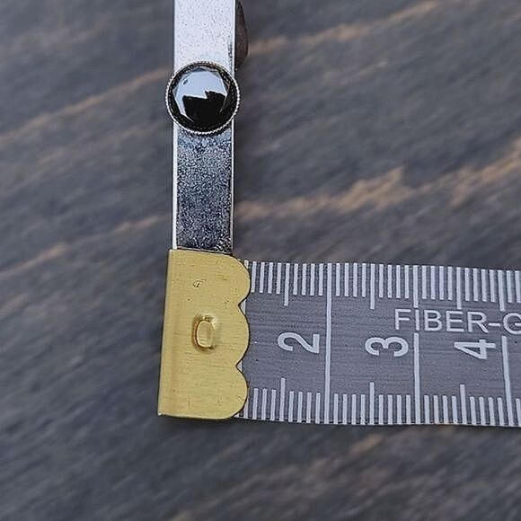 Vtg hematite silver tone tie clip & cuff link set - Picture 10 of 10